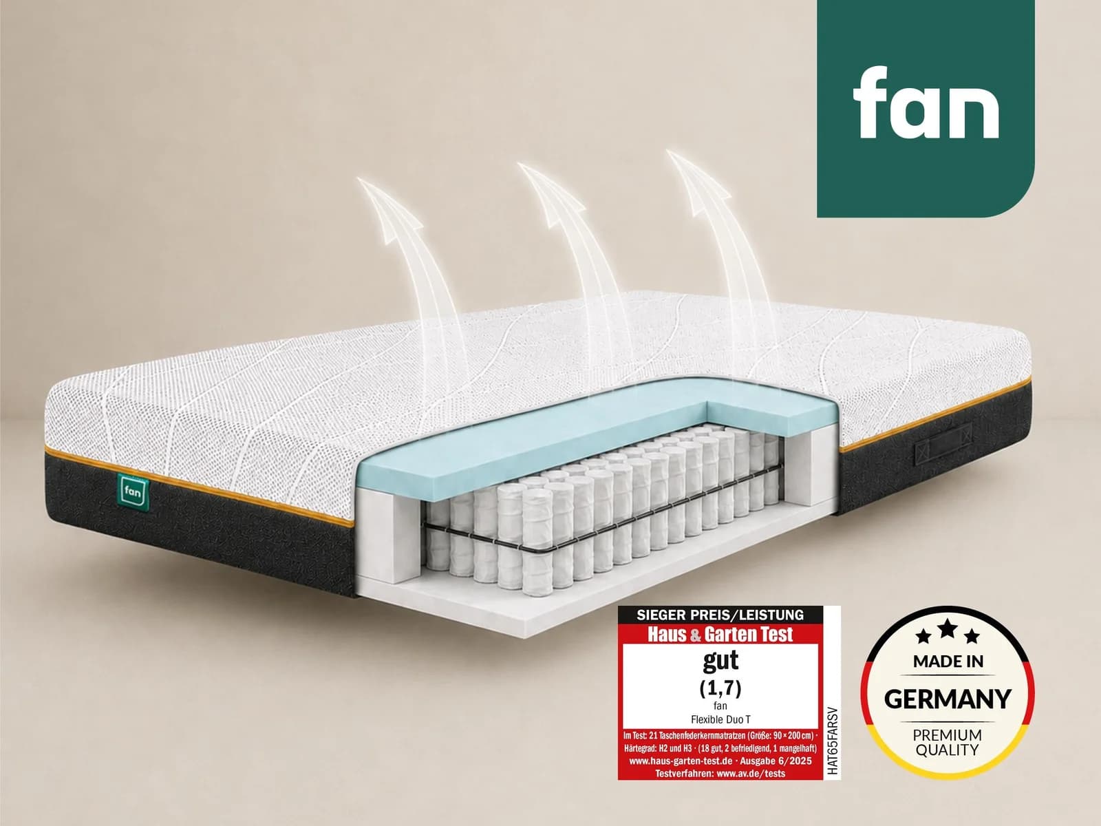 FAN Flexible Duo T Taschenfederkernmatratze 90x200 cm Weiß