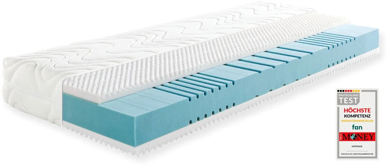 fan 7-Zonen-Kaltschaummatratze mit Noppenschaumauflage, 23 cm hoch
