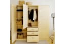 WOMONY Kleiderschrank 3 Türen 3 Schubladen Massivholz Fichte Bild 1