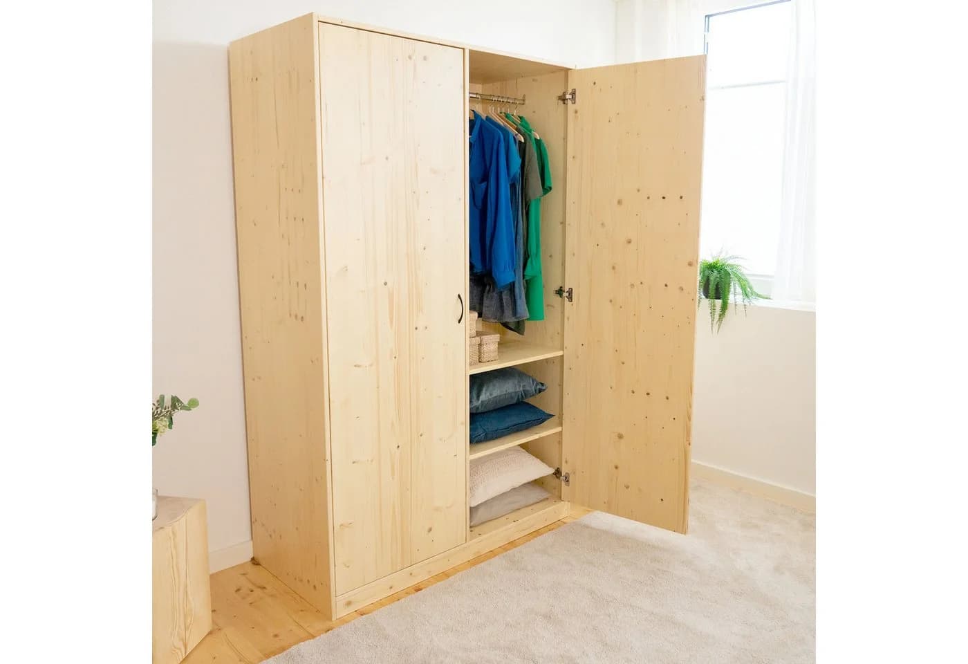WOMONY Kleiderschrank Massivholz 2 Türen - Bild 4