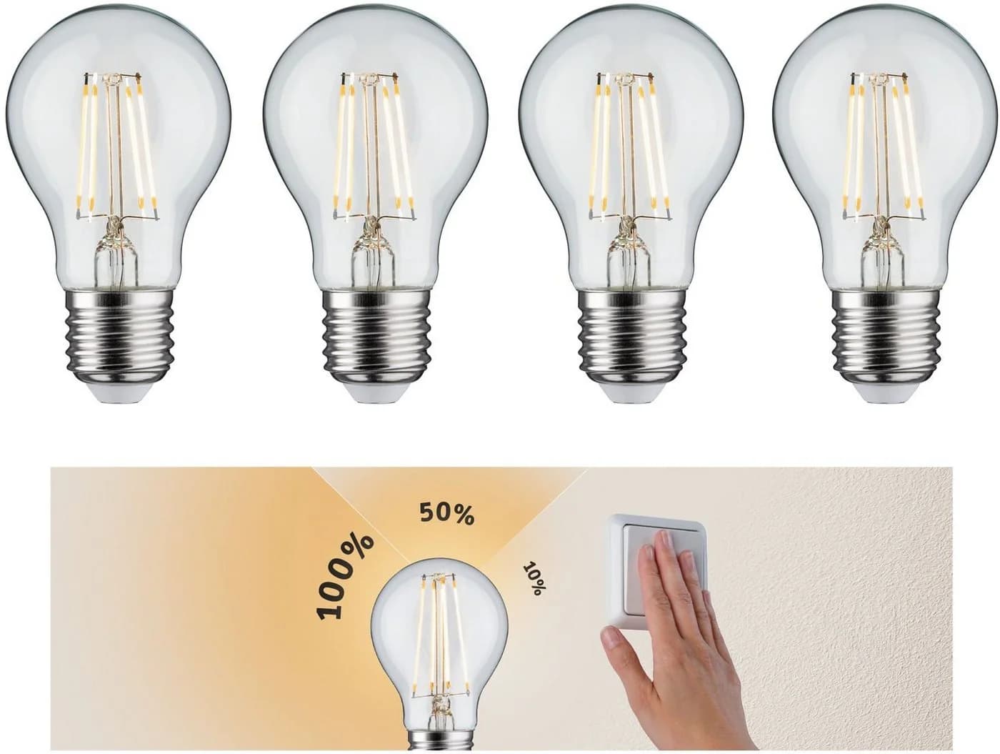 Paulmann LED-Leuchtmittel 4er Pack E27 3step dimmbar Warmweiß Klar - Bild 2