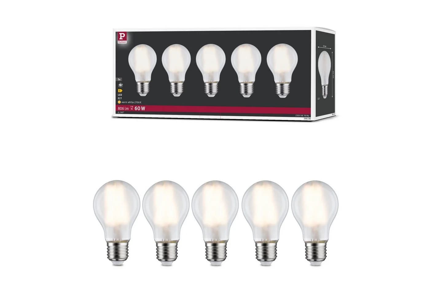 PAULMANN LED-Leuchtmittel 5er Pack 806lm 2700K - Bild 3