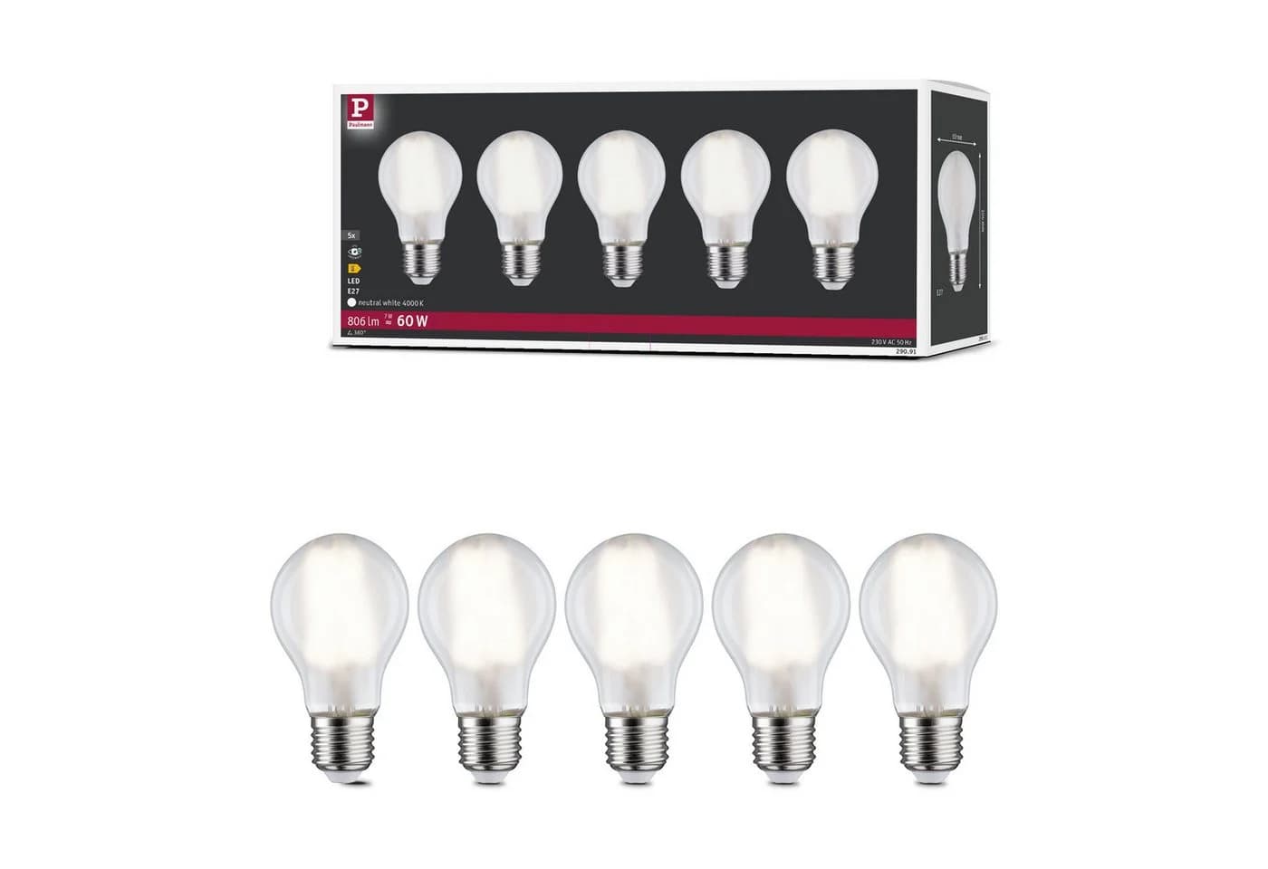 Paulmann LED-Leuchtmittel 5er Pack 806lm Neutralweiß - Bild 3