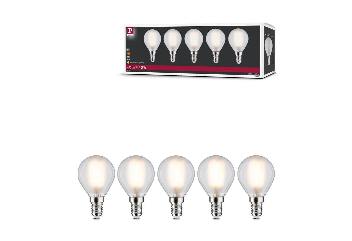 Paulmann LED-Leuchtmittel 5er Pack Tropfen 470lm 2700K matt 230V E14 - Bild 3