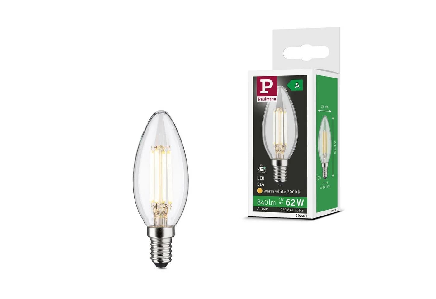 Paulmann LED-Leuchtmittel Eco-Line Kerze 4W 840lm Warmweiß E14 - Bild 3