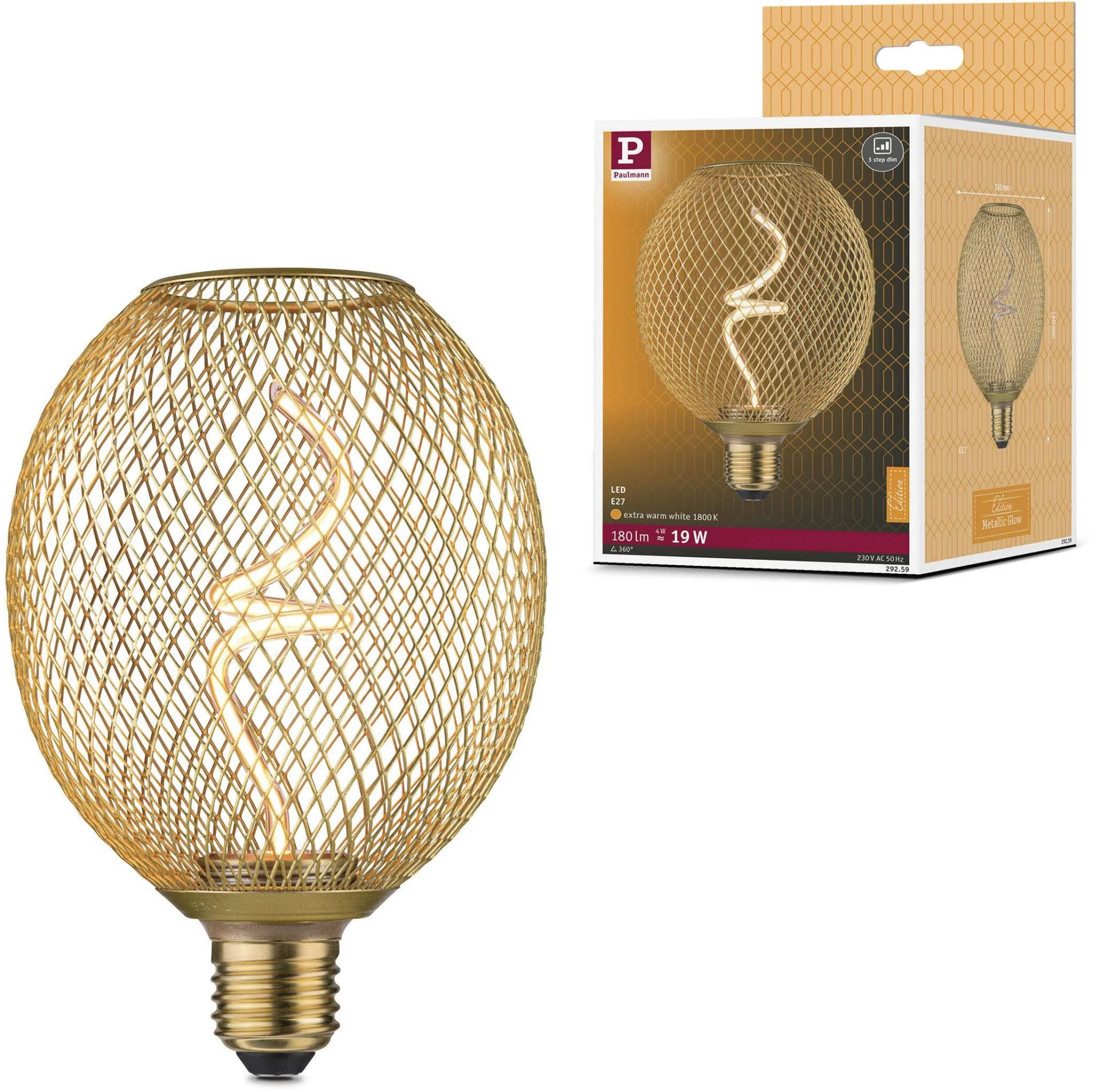 Paulmann LED-Leuchtmittel Metallic Glow E27 dimmbar messingfarben