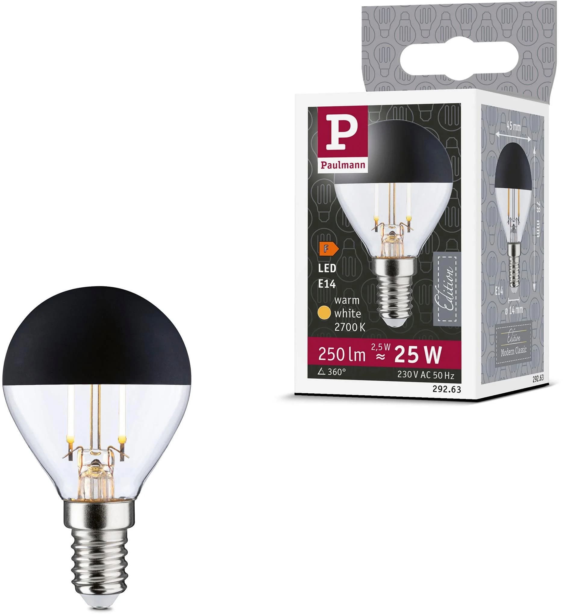 Paulmann LED-Tropfenlampe E14 250lm 2,5W Schwarz