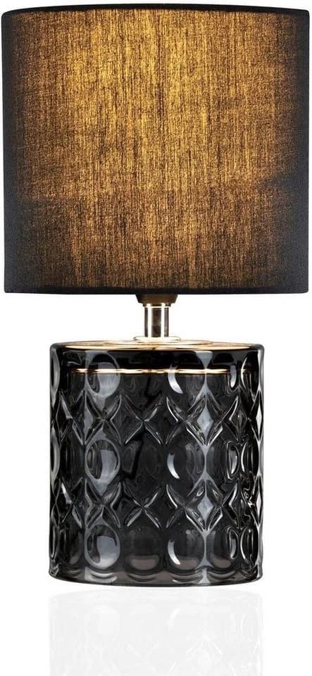 Pauleen Tischleuchte Crystal Glow Schwarz Grau Glas Stoff E14 - Bild 3