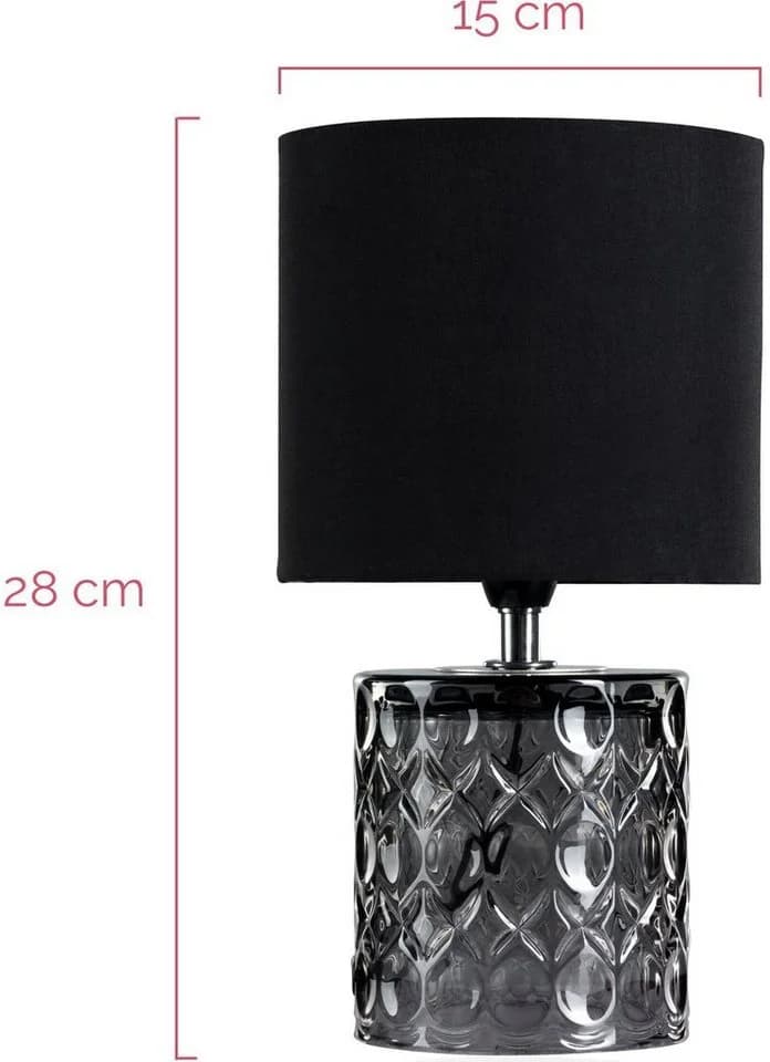 Pauleen Tischleuchte Crystal Glow Schwarz Grau Glas Stoff E14 - Bild 4