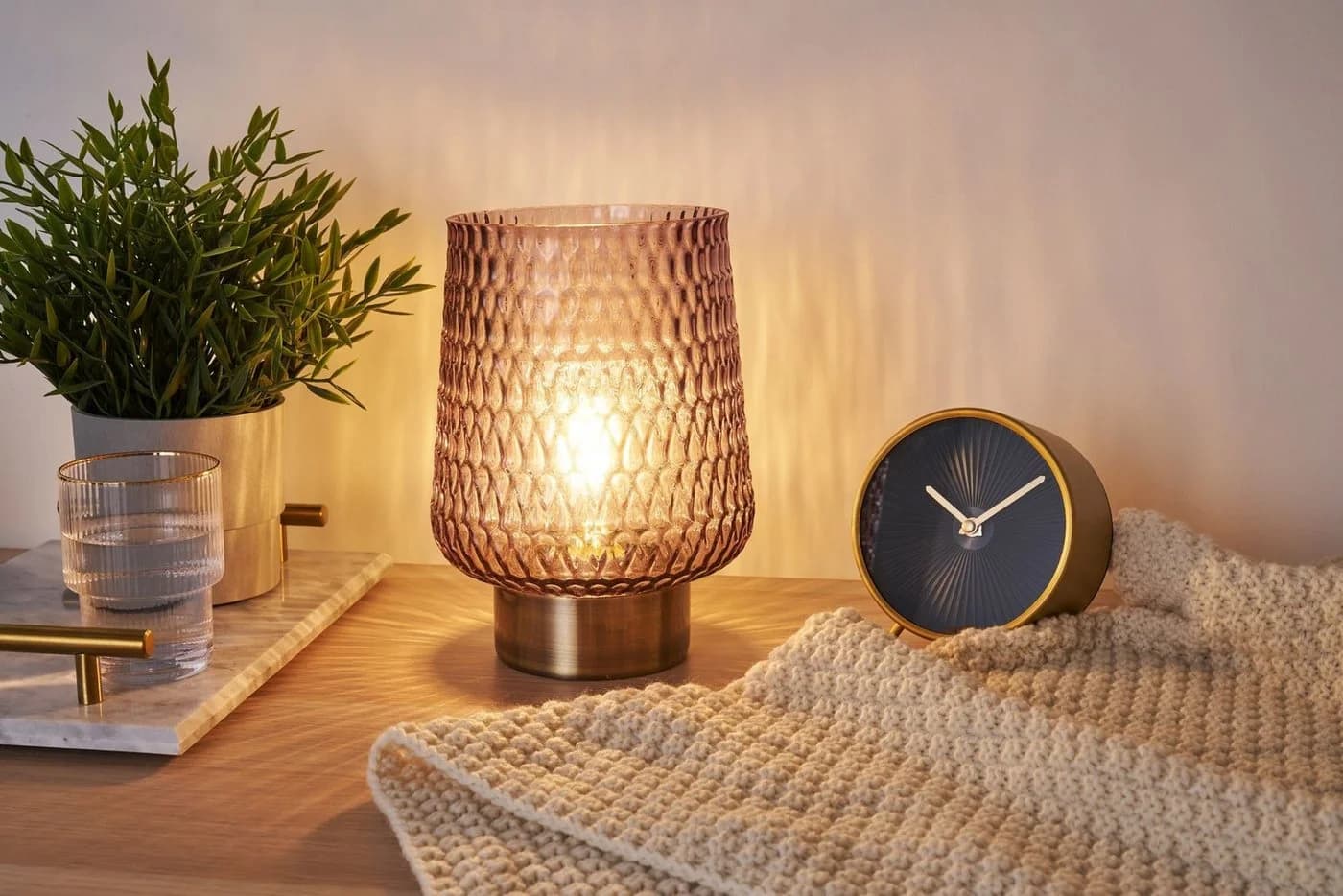 Pauleen Tischleuchte Sparkling Glamour Braun Messing Glas - Bild 2