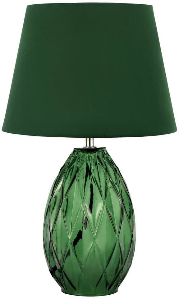 PAULEEN Tischleuchte Crystal Velvet Grün Glas Samt E14