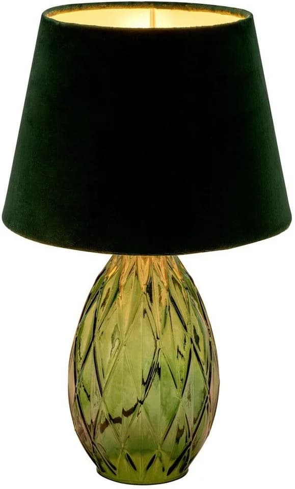 PAULEEN Tischleuchte Crystal Velvet Grün Glas Samt E14 - Bild 3