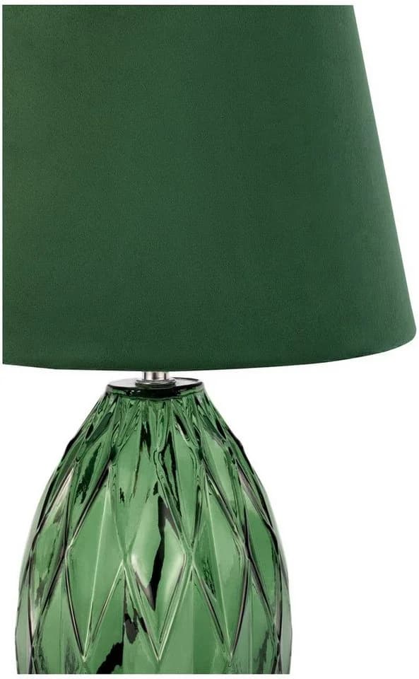 PAULEEN Tischleuchte Crystal Velvet Grün Glas Samt E14 - Bild 4