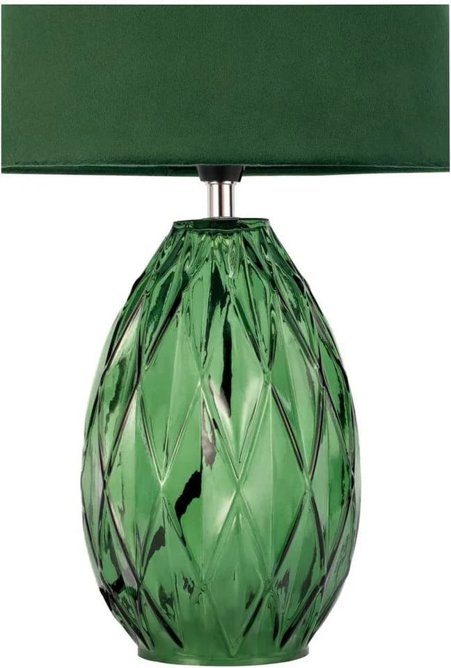 PAULEEN Tischleuchte Crystal Velvet Grün Glas Samt E14 - Bild 5