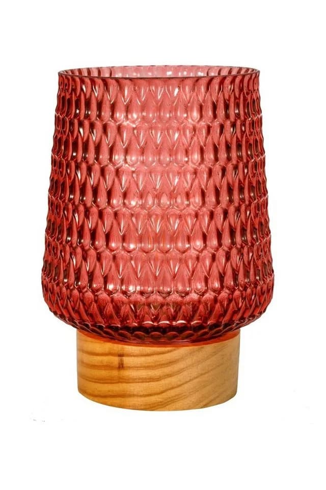 PAULEEN LED Tischleuchte Rose Glamour Mobile Rosa Glas Holz