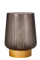 PAULEEN LED Tischleuchte Fancy Glamour Taupe Glas Holz Bild 1