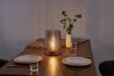 PAULEEN LED Tischleuchte Fancy Glamour Taupe Glas Holz Bild 2