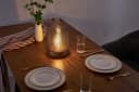 PAULEEN LED Tischleuchte Fancy Glamour Taupe Glas Holz Bild 3