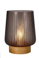 PAULEEN LED Tischleuchte Fancy Glamour Taupe Glas Holz Bild 4
