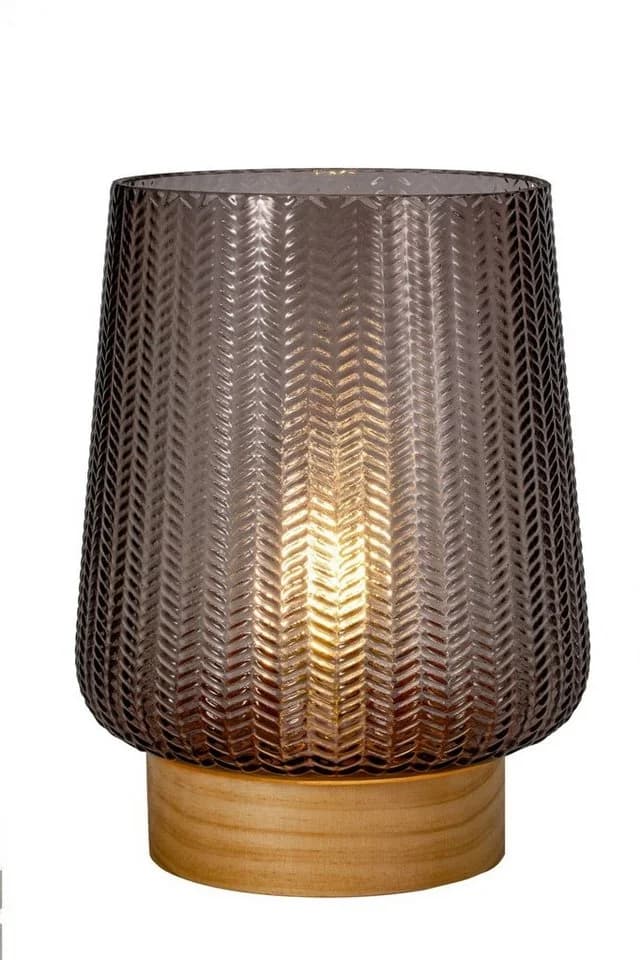 PAULEEN LED Tischleuchte Fancy Glamour Taupe Glas Holz - Bild 4