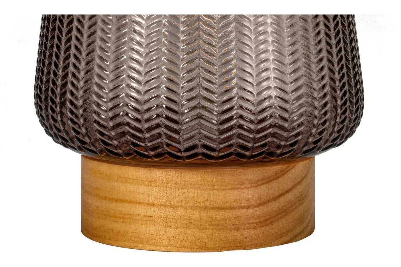 PAULEEN LED Tischleuchte Fancy Glamour Taupe Glas Holz - Bild 5