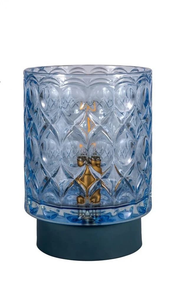 PAULEEN LED Tischleuchte Chic Glamour Blau Glas Metall