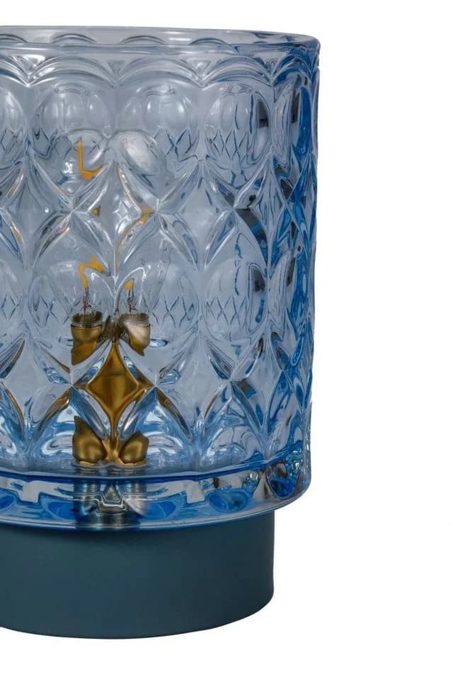 PAULEEN LED Tischleuchte Chic Glamour Blau Glas Metall - Bild 4