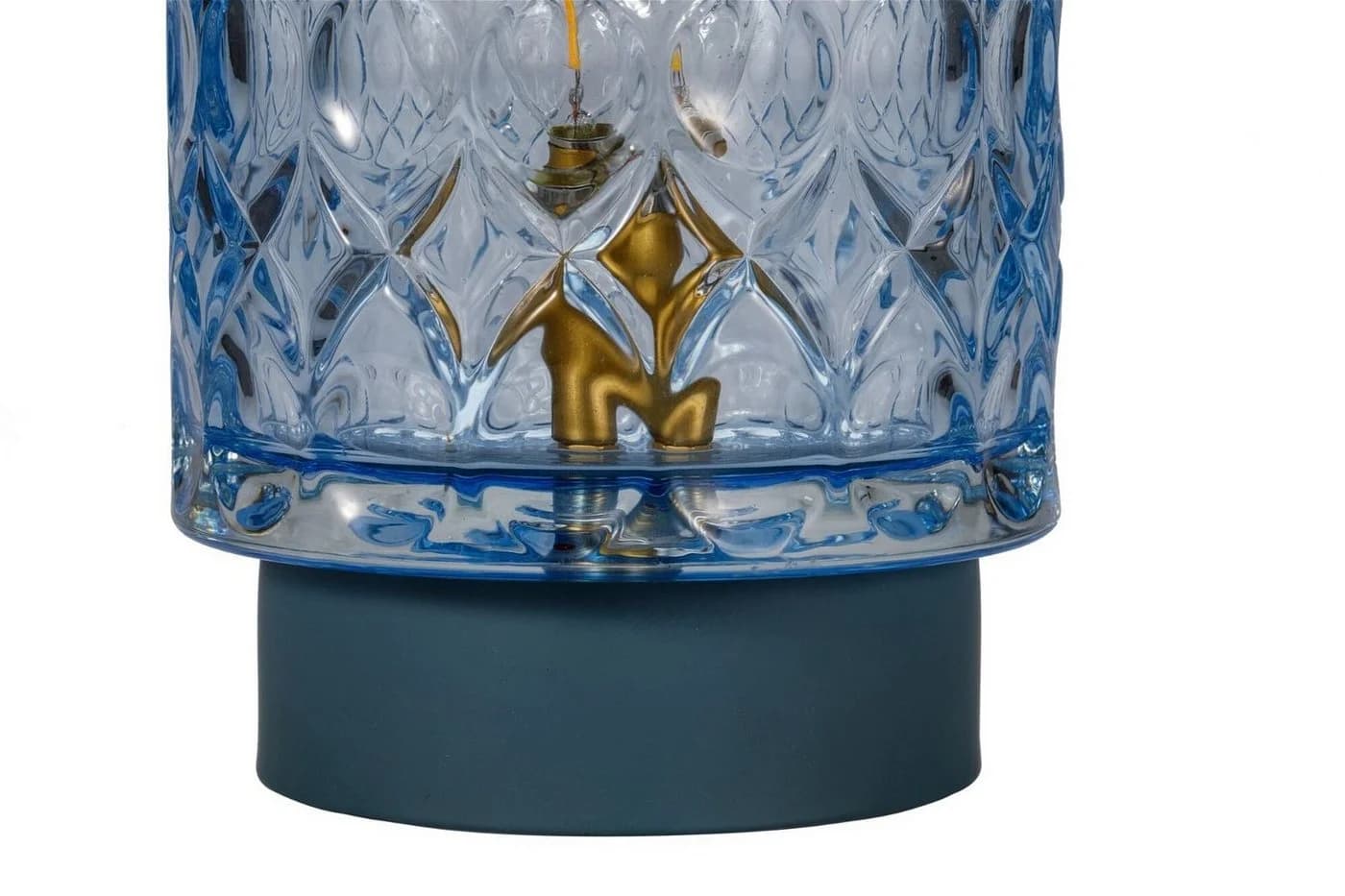 PAULEEN LED Tischleuchte Chic Glamour Blau Glas Metall - Bild 5