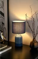 PAULEEN Tischleuchte Sandy Glow Keramik Stoffschirm Blau Bild 1