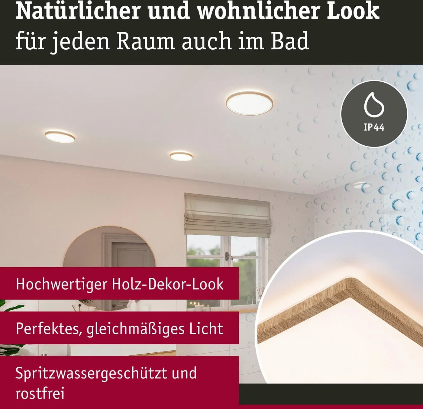 Paulmann LED Panel Atria Shine 16W 3000K 293x293 Eiche Kunststoff IP44 - Bild 4