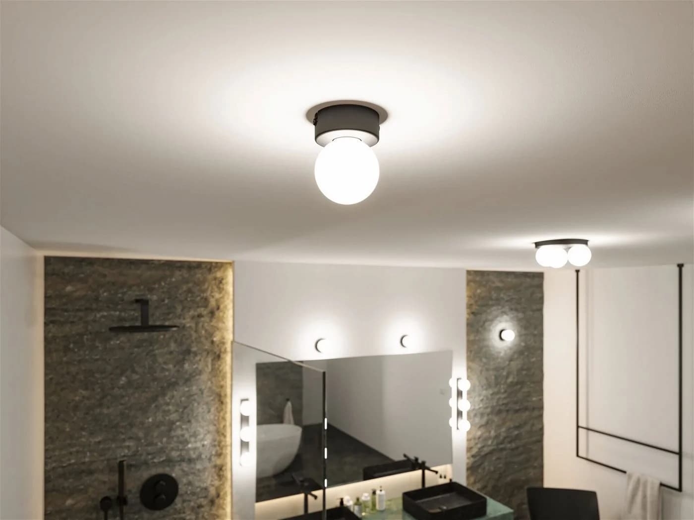 Paulmann Deckenleuchte Selection Bathroom Gove IP44 Satin Glas Metall