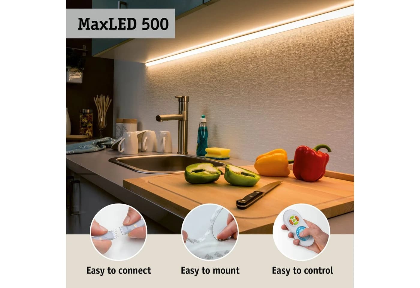 Paulmann MaxLED 500 LED-Streifen Warmweiß 1m Silber
