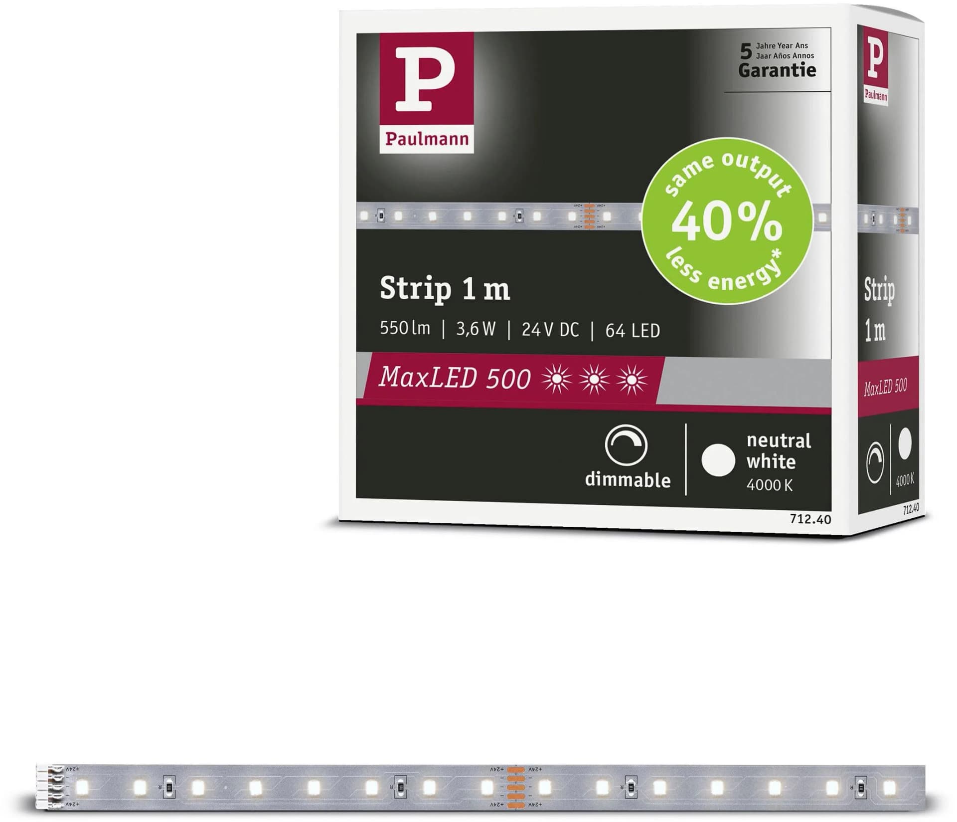 PAULMANN LED-Streifen MaxLED 500 Neutralweiß Silber 64 Dioden 1m