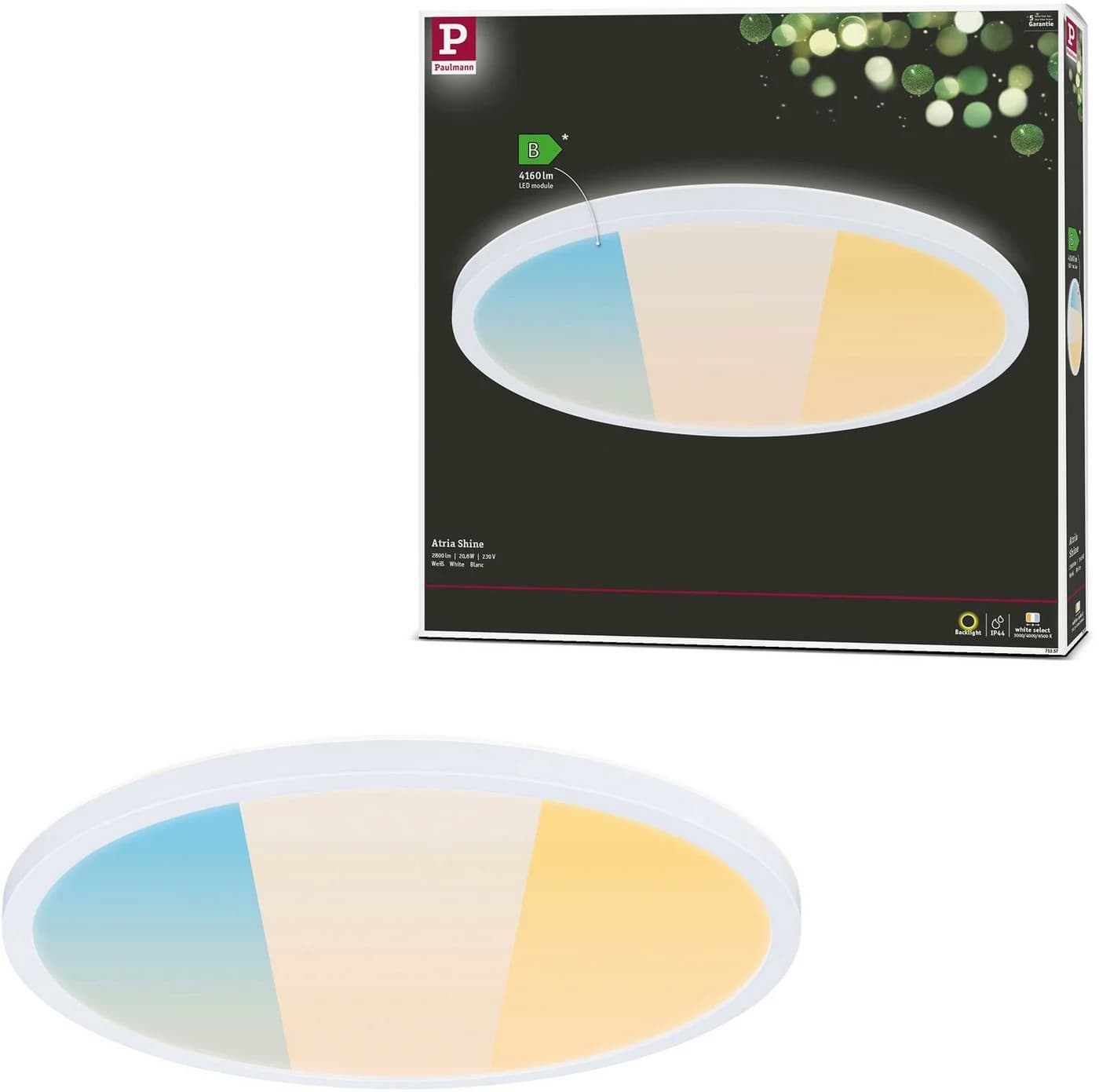 Paulmann LED Deckenleuchte Panel Atria Shine IP44 rund 398mm White Switch - Bild 2