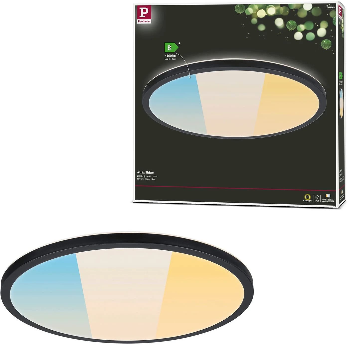 Paulmann LED Deckenleuchte Panel Atria Shine IP44 rund 398mm White Switch - Bild 2