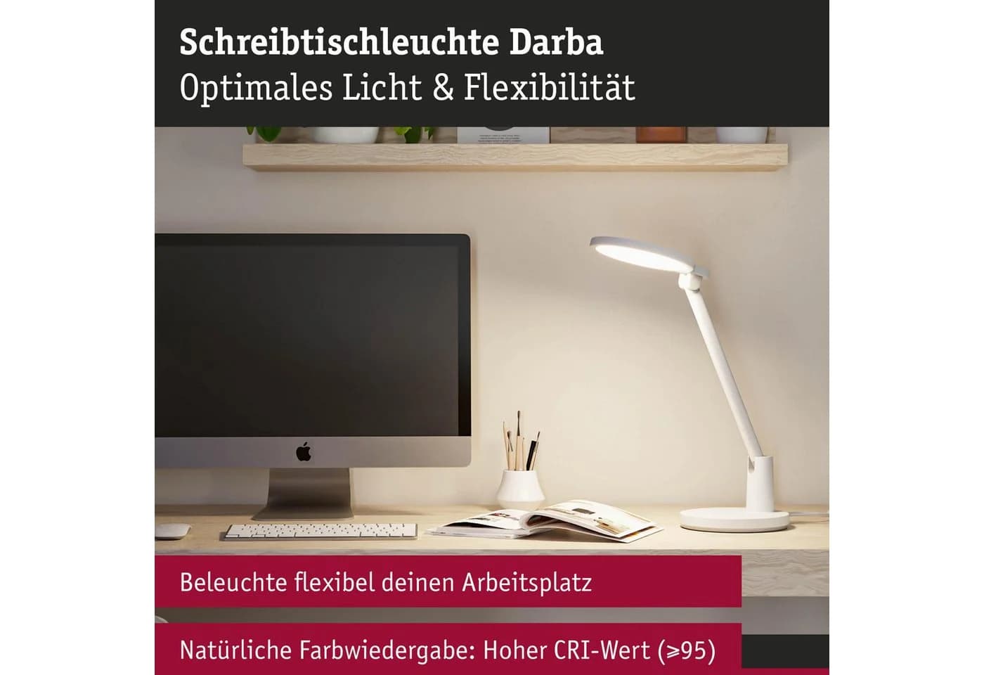 PAULMANN LED Schreibtischlampe Darba Weiß matt mit Touch-Steuerung - Bild 5