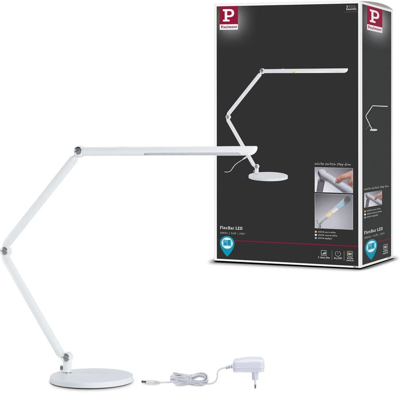 Paulmann LED Schreibtischlampe FlexBar Weiß Dimmbar - Bild 4