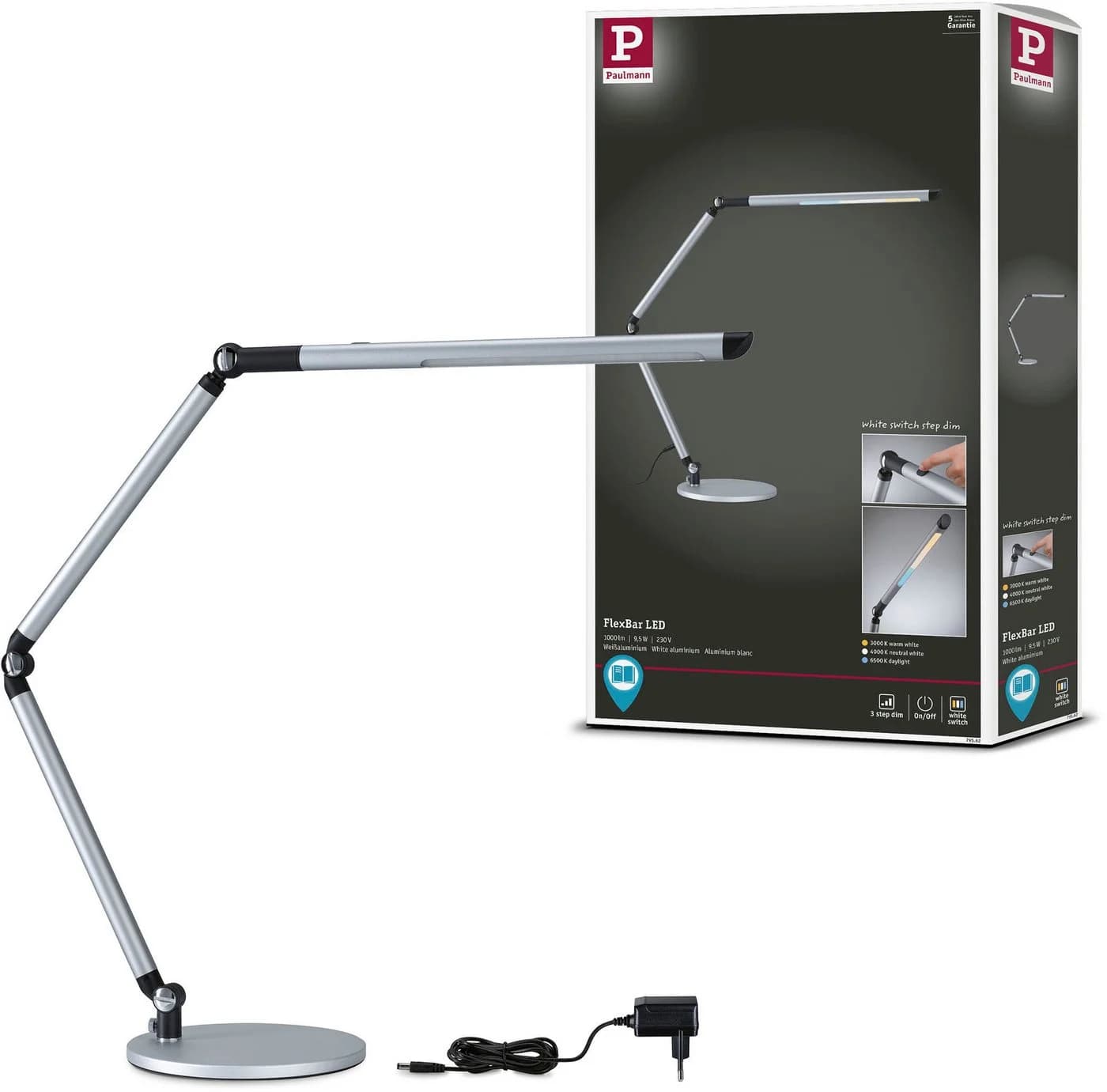 Paulmann LED Schreibtischlampe FlexBar Silber matt - Bild 2