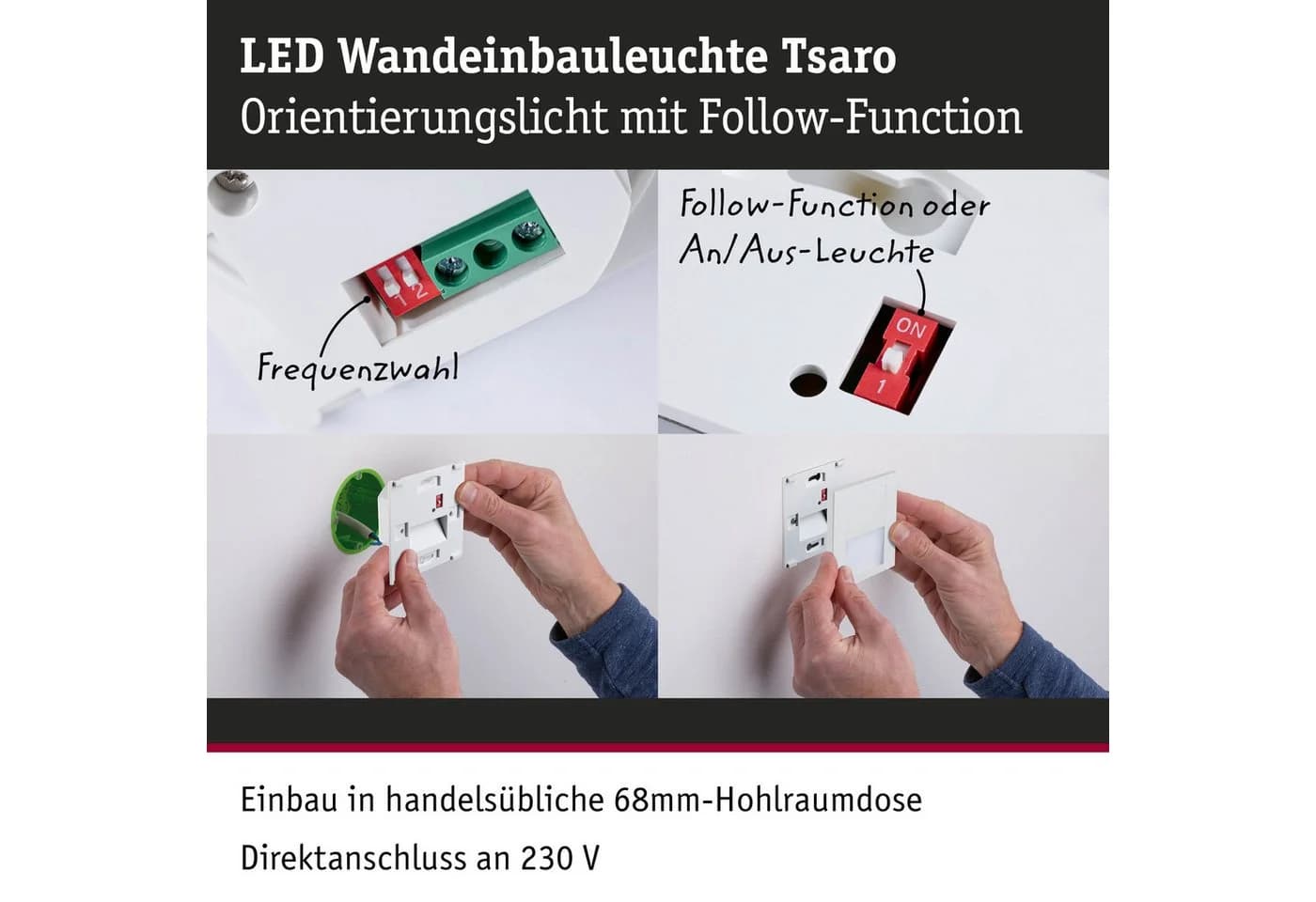 Paulmann LED Wandeinbauleuchte Tsaro Weiß Follower-Funktion - Bild 3