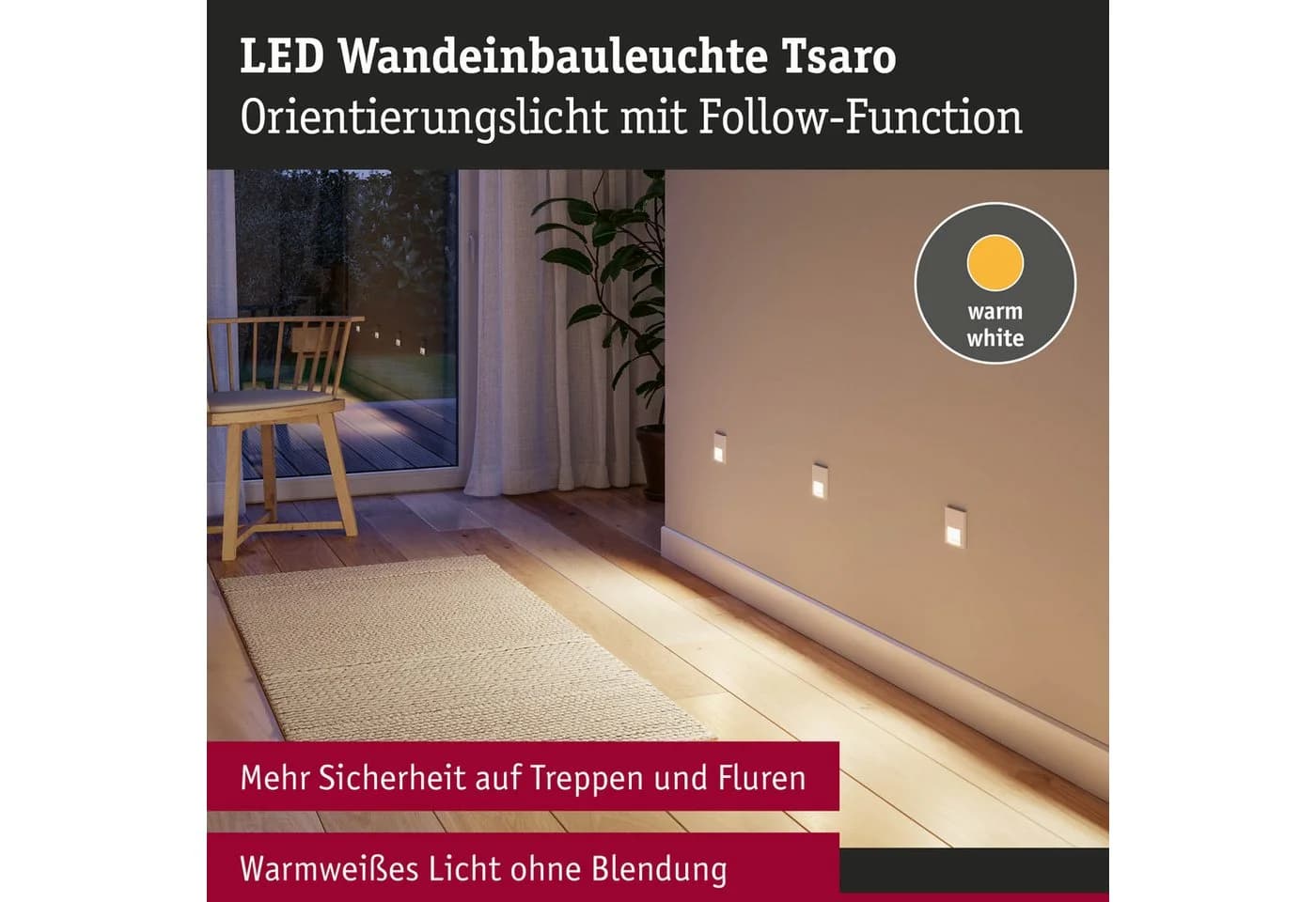 Paulmann LED Wandeinbauleuchte Tsaro Weiß Follower-Funktion - Bild 5