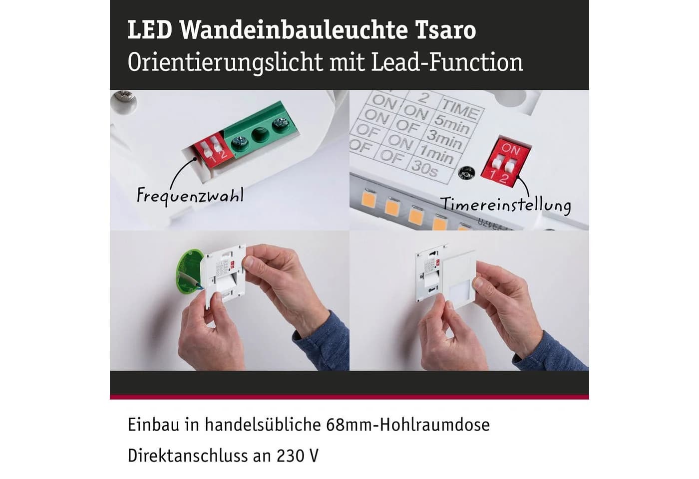 Paulmann LED Wandeinbauleuchte Tsaro weiß mit Bewegungssensor - Bild 5