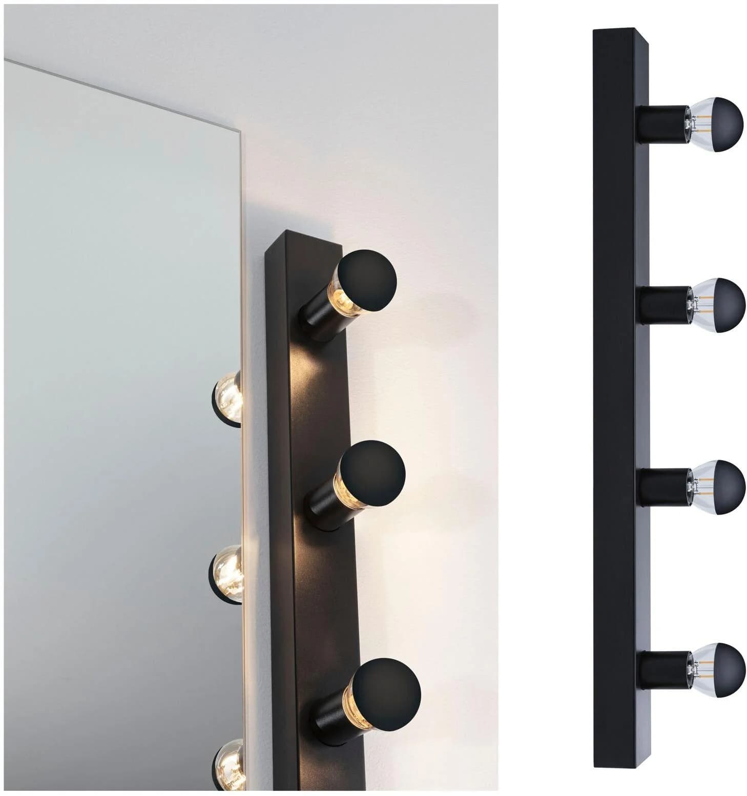 PAULMANN Spiegelleuchte IP44 E14 230V dimmbar schwarz 4 Flammen