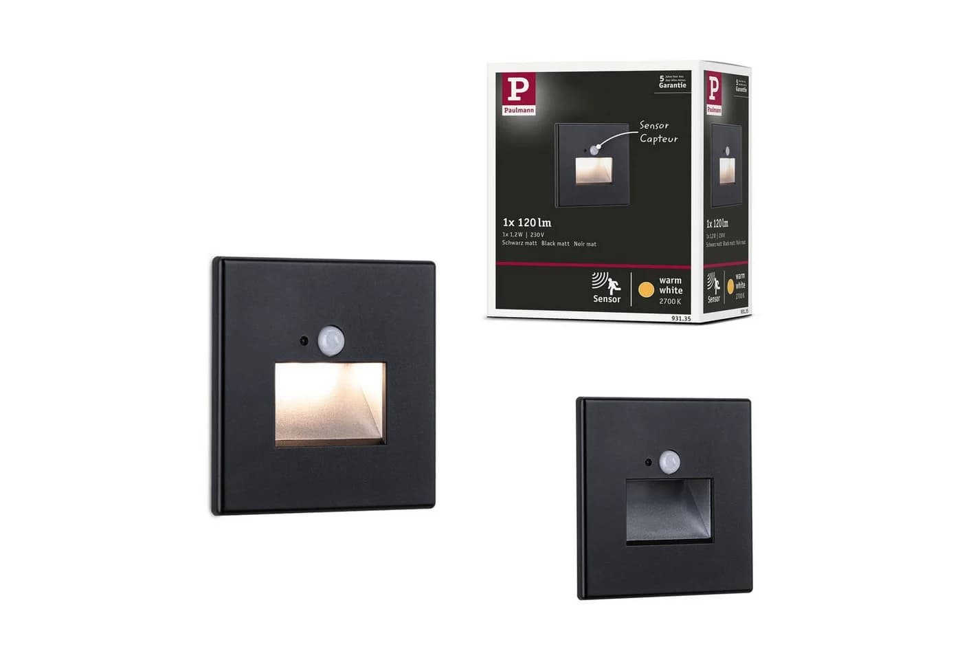 PAULMANN LED Wandeinbauleuchte Edge Quadro Schwarz mit Bewegungsmelder - Bild 4