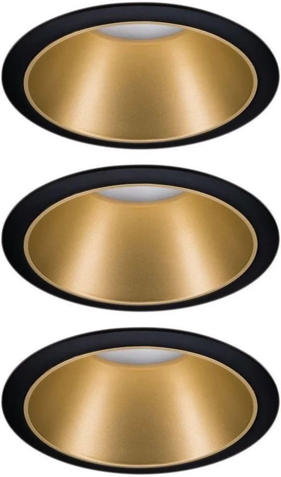 PAULMANN LED Einbauleuchte Cole 3er Set Schwarz/Gold Dimmbar - Bild 3