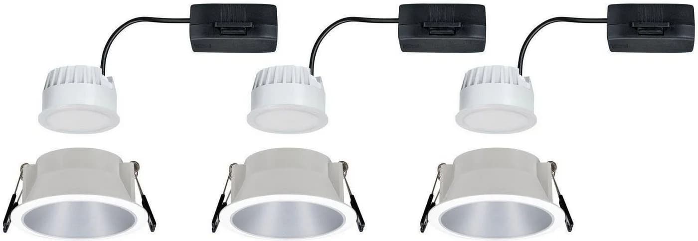 PAULMANN LED Einbauleuchte Cole 3er Set Weiß/Silber Dimmbar