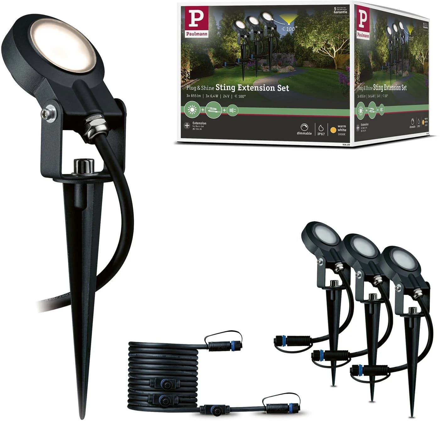 Paulmann LED Gartenstrahler Plug & Shine Sting 3000K 3er-Erweiterung - Bild 2