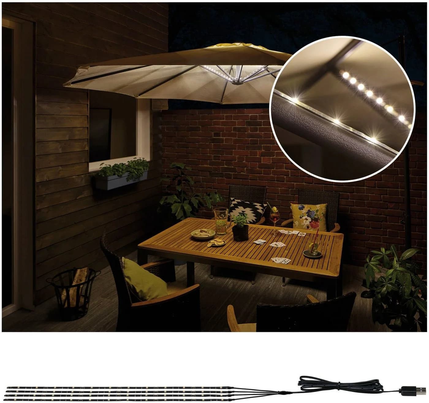 Paulmann LED-Lichterkette Outdoor Mobile Parasol Schwarz - Bild 4