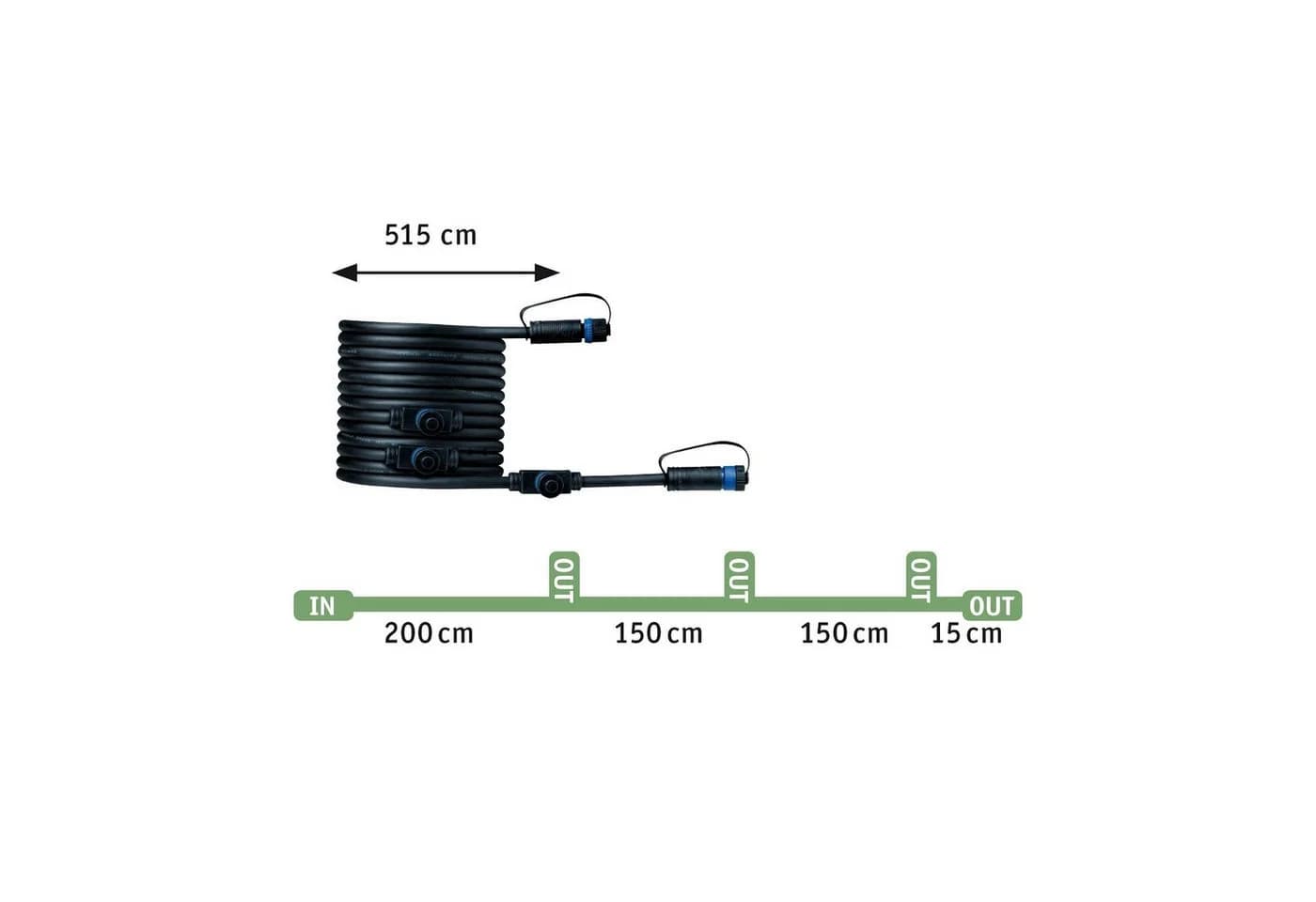 Paulmann LED Gartenstrahler Plug & Shine Kabel 5m 4 Ausgänge IP68 Schwarz