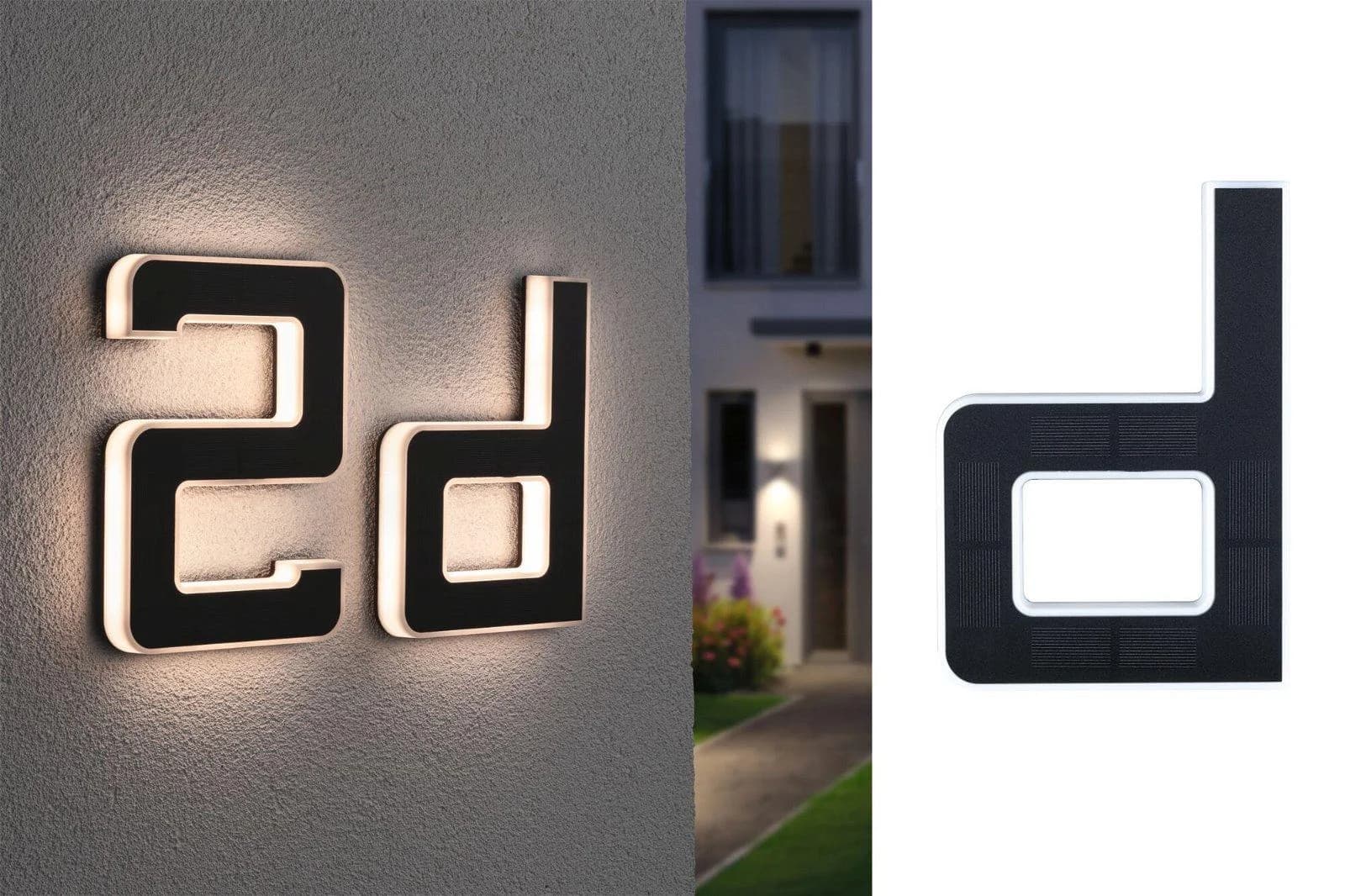 Paulmann Solar Hausnummer LED Wandleuchte Schwarz