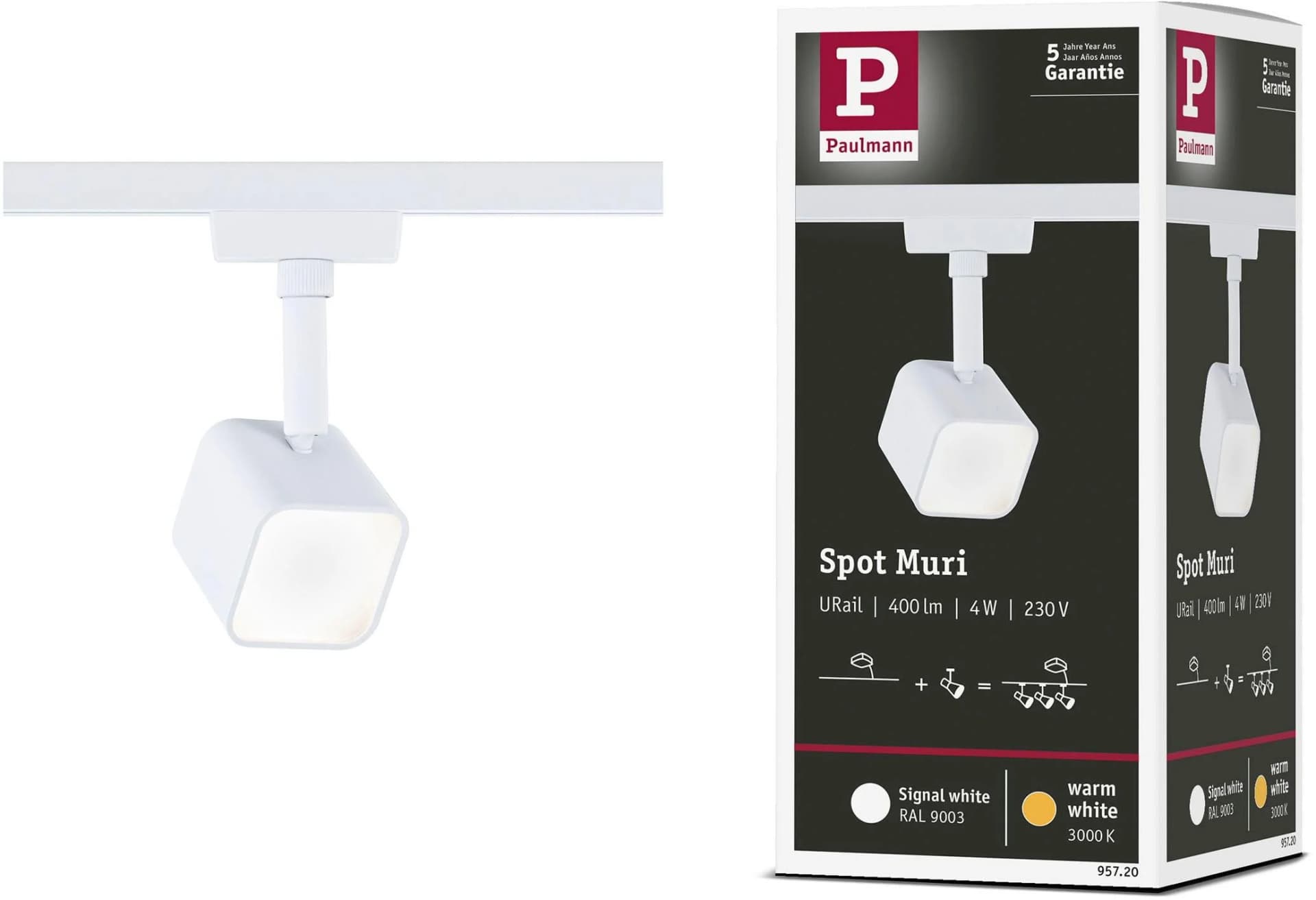 Paulmann URail LED Schienenspot Muri 240lm 4W 3000K weiß